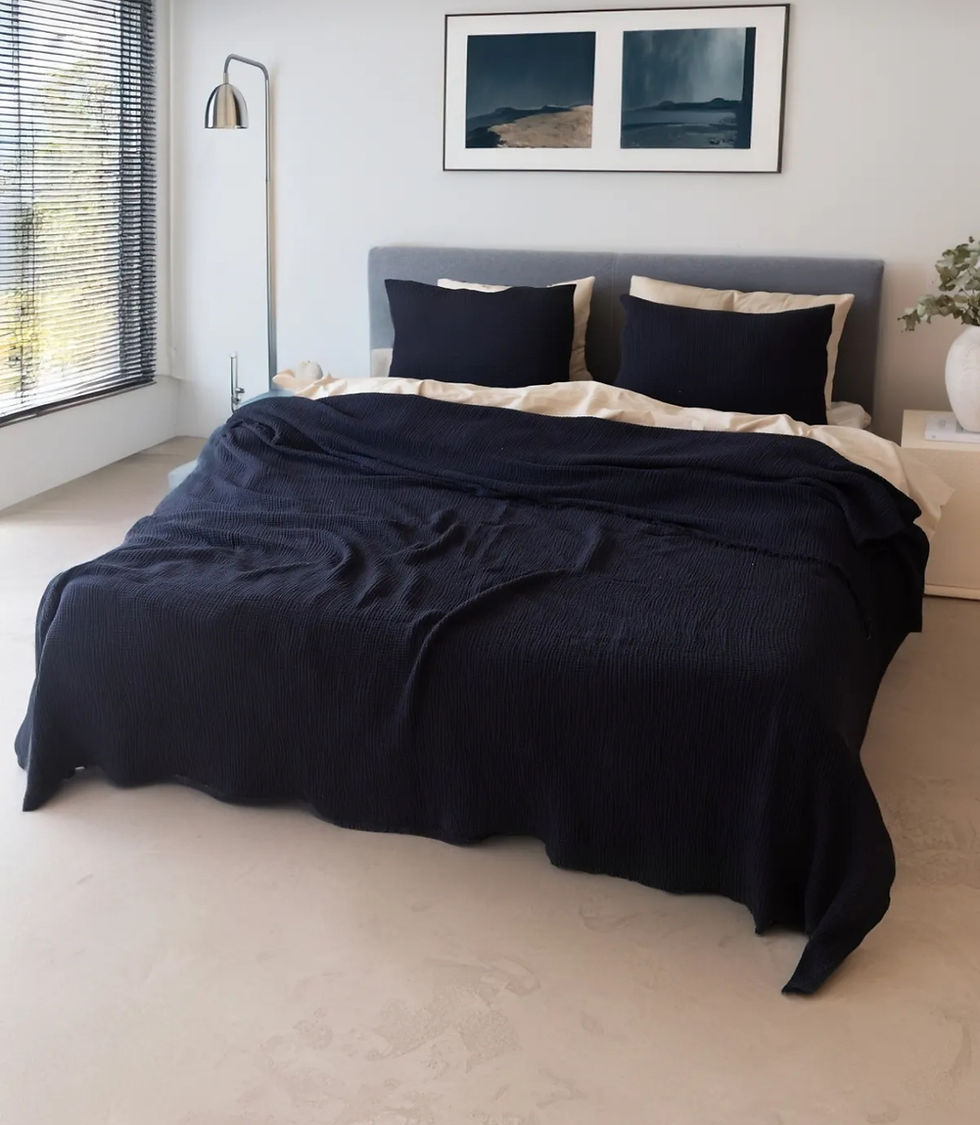 Miniaturbild: Musselin Wohndecke in Schwarz  200x220cm