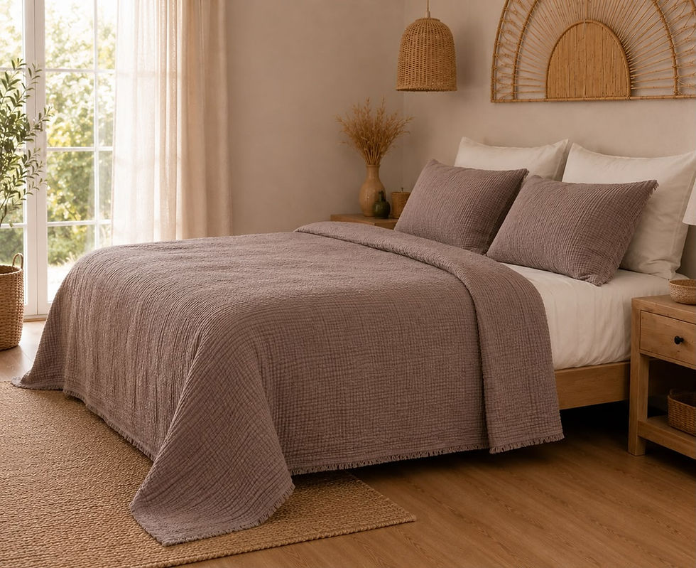 Musselin Decke in Taupe