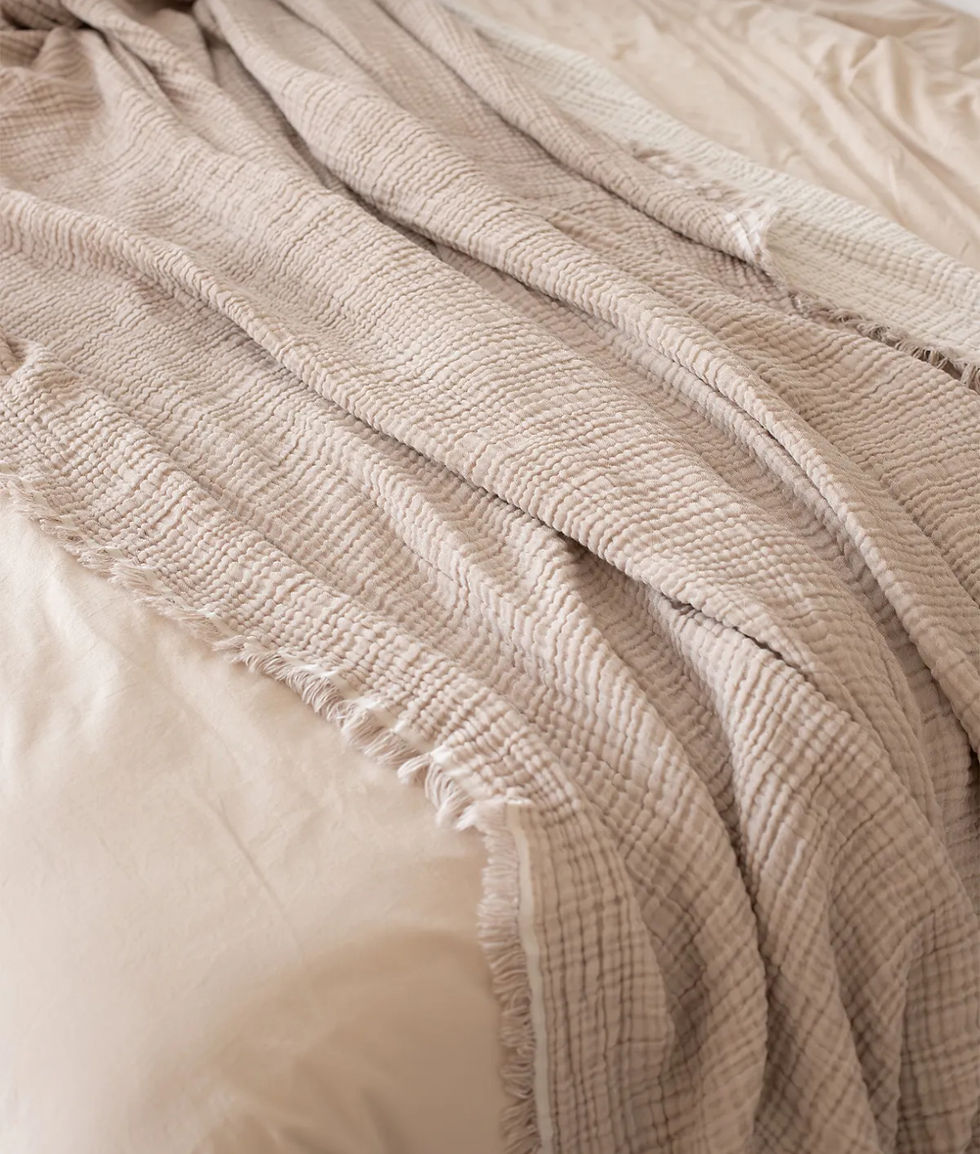 Miniaturbild: Musselin Wohndecke 4 lagig Graubeige in 2 Größen