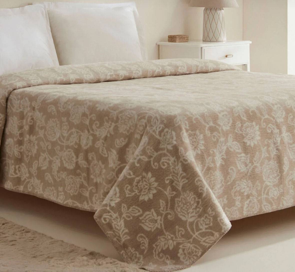 Wohndecke Glorinda Beige 200x220cm | Premium Bio-Baumwolle Mix Decke