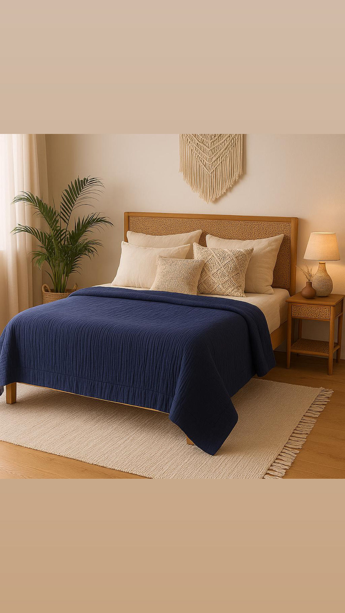 Musselin Tagesdecken 4lagig plus 250cmx250cm Dunkelblau