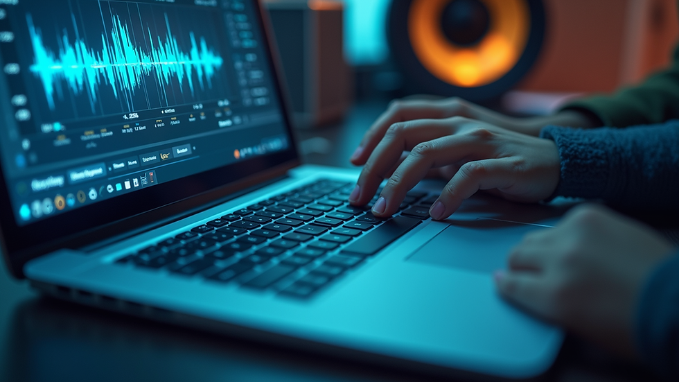 Plano detalle de una computadora con gráficos de análisis de audiencia digital