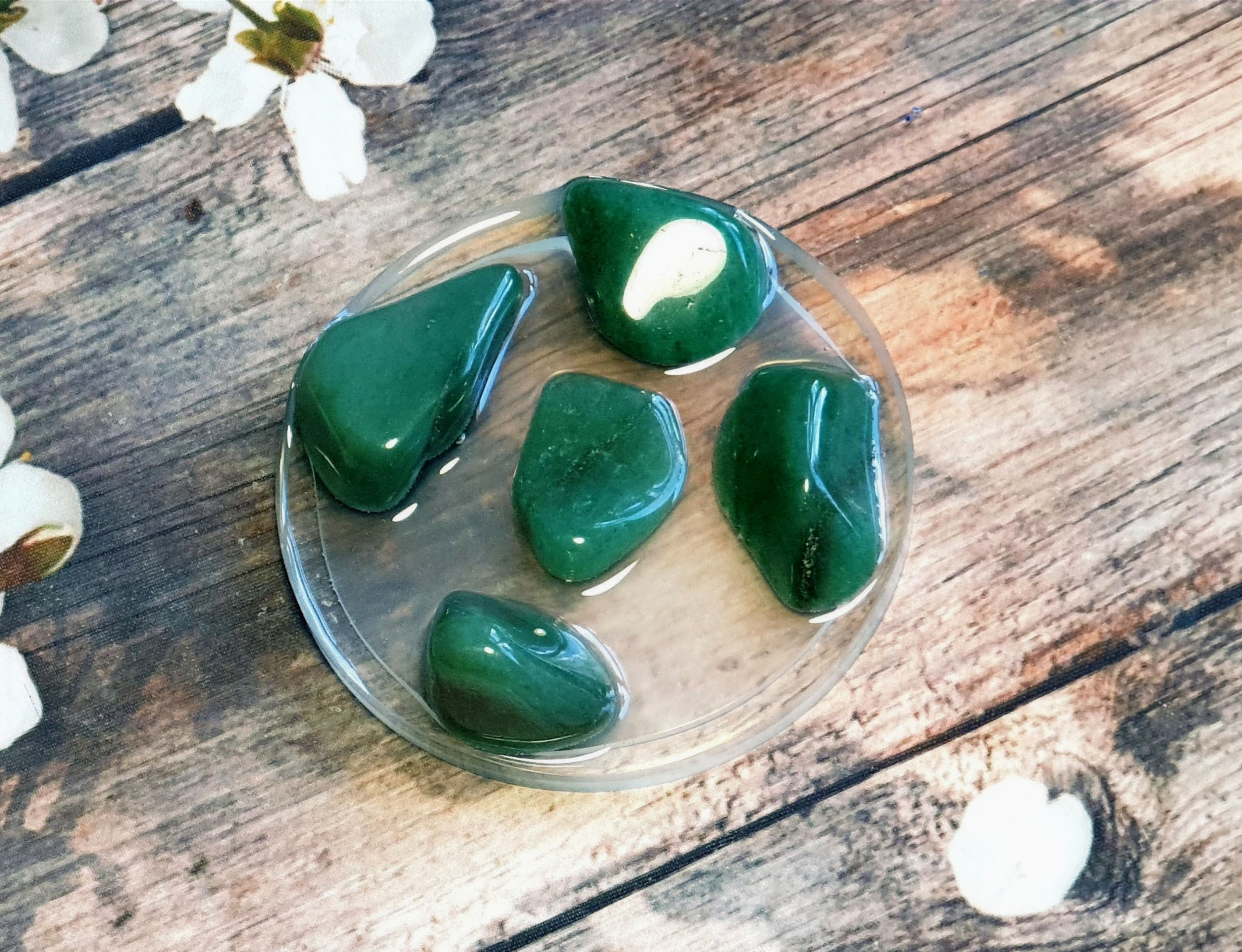 Ahmad - Quartz Green-  Gem Stone Soap Dish. 8 x 8cm