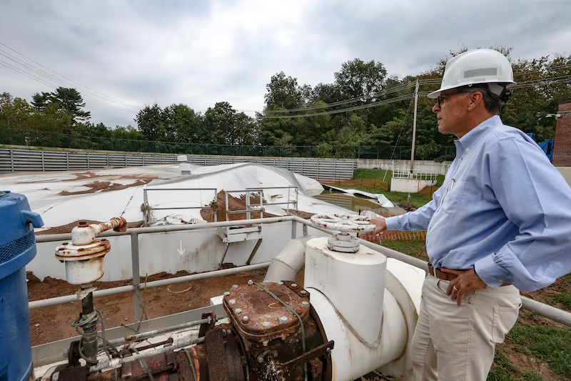 A picture from an Inquirer article in the study about fixing a water utility after flooding (Credit: Inquirer)