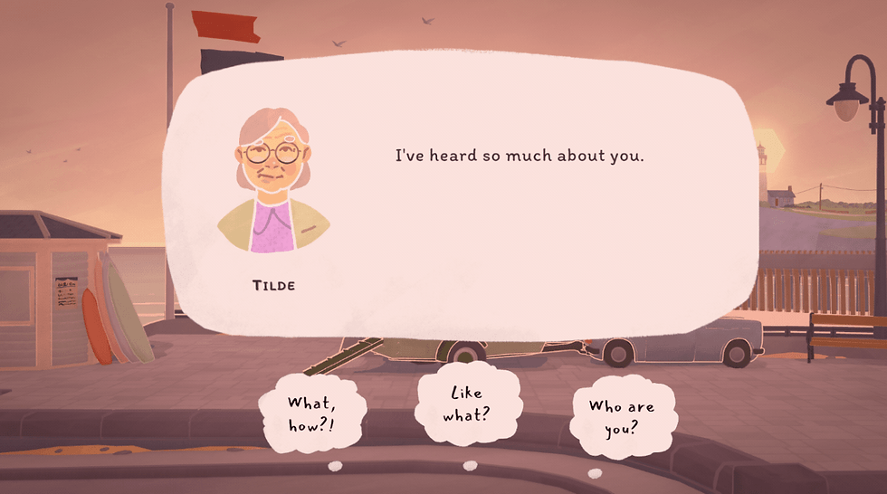 “Ilustração de Tiny Bookshop mostrando um carrinho de livros em um cenário ao ar livre com personagens reunidos em um ambiente acolhedor”