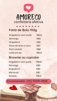 Cardápio confeiteira bolos brownies cupcakes