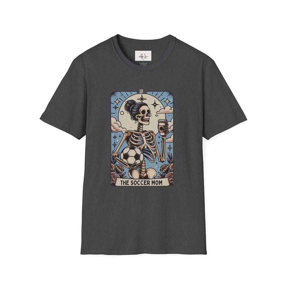 Thumbnail: Soccer Mom Skeleton T-Shirt — Retro Tarot-Style Soccer Mom Tee