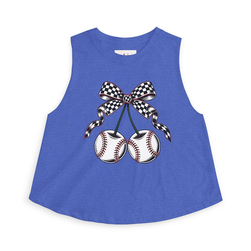 Thumbnail: Baseball Cherry Crop Top – Women's Baseball Bow Tank