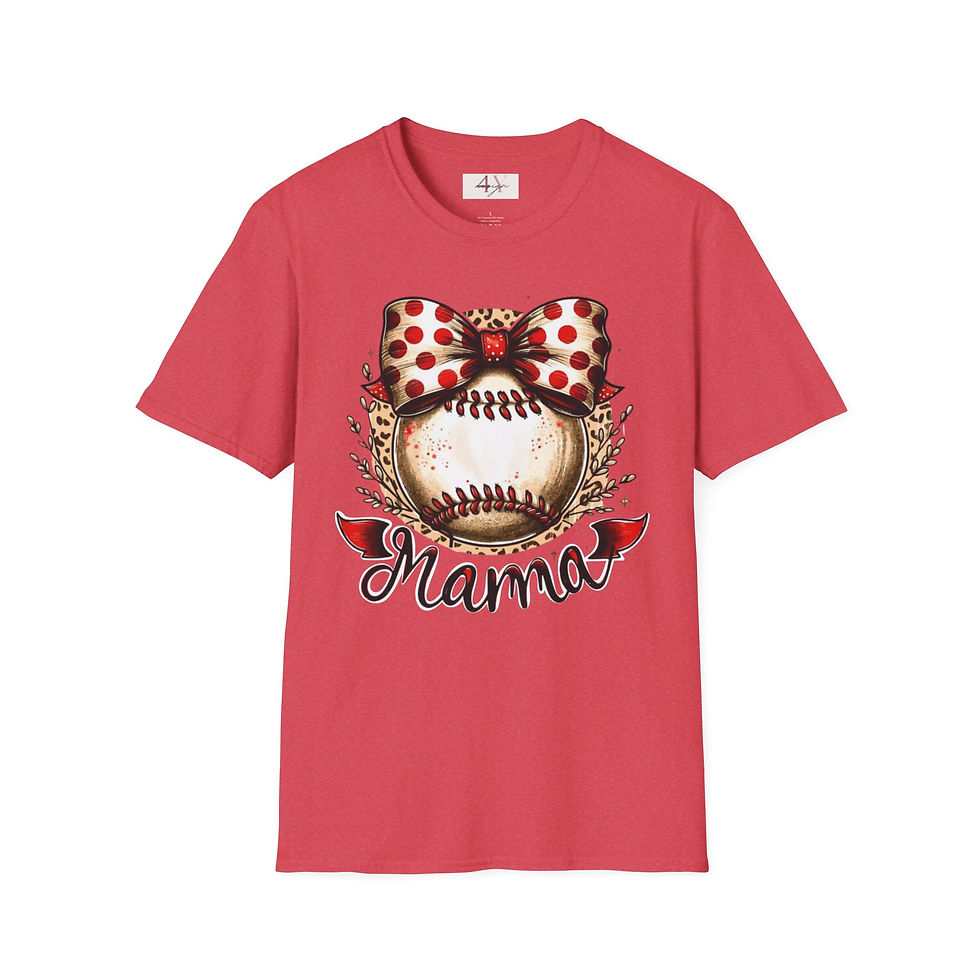 Thumbnail: Mama T-Shirt — Polka Dot Bow Baseball Mom Tee