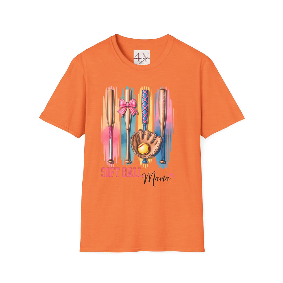 Thumbnail: Softball Mama T-Shirt — Cute Bat & Glove Softball Mom Tee
