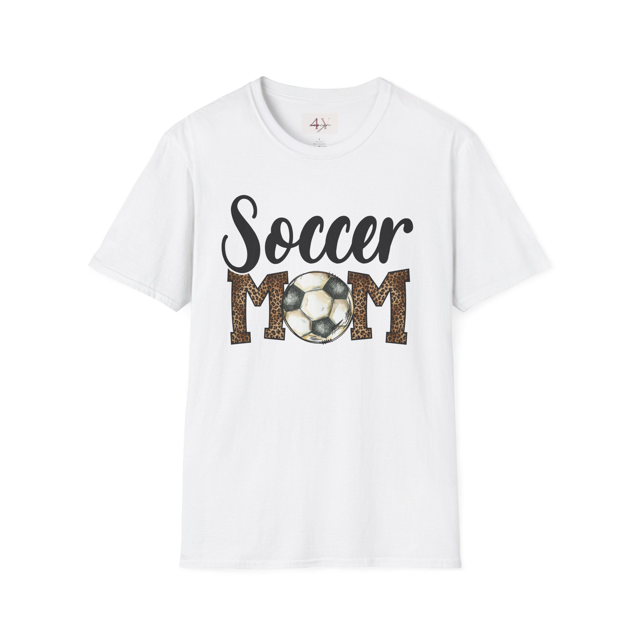 Soccer Mom T-Shirt – Leopard Print MOM with Soccer Ball Graphic