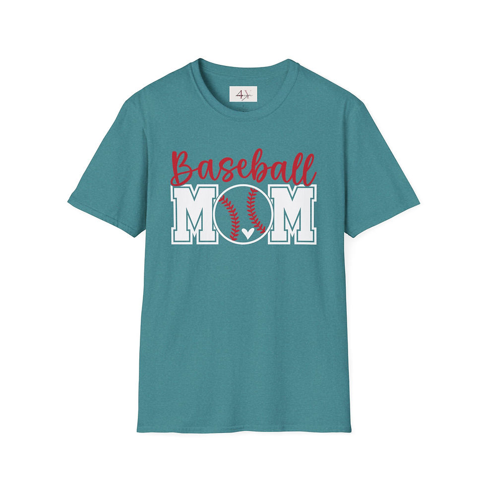 Thumbnail: Baseball Mom T-Shirt - Red Script & Baseball Graphic