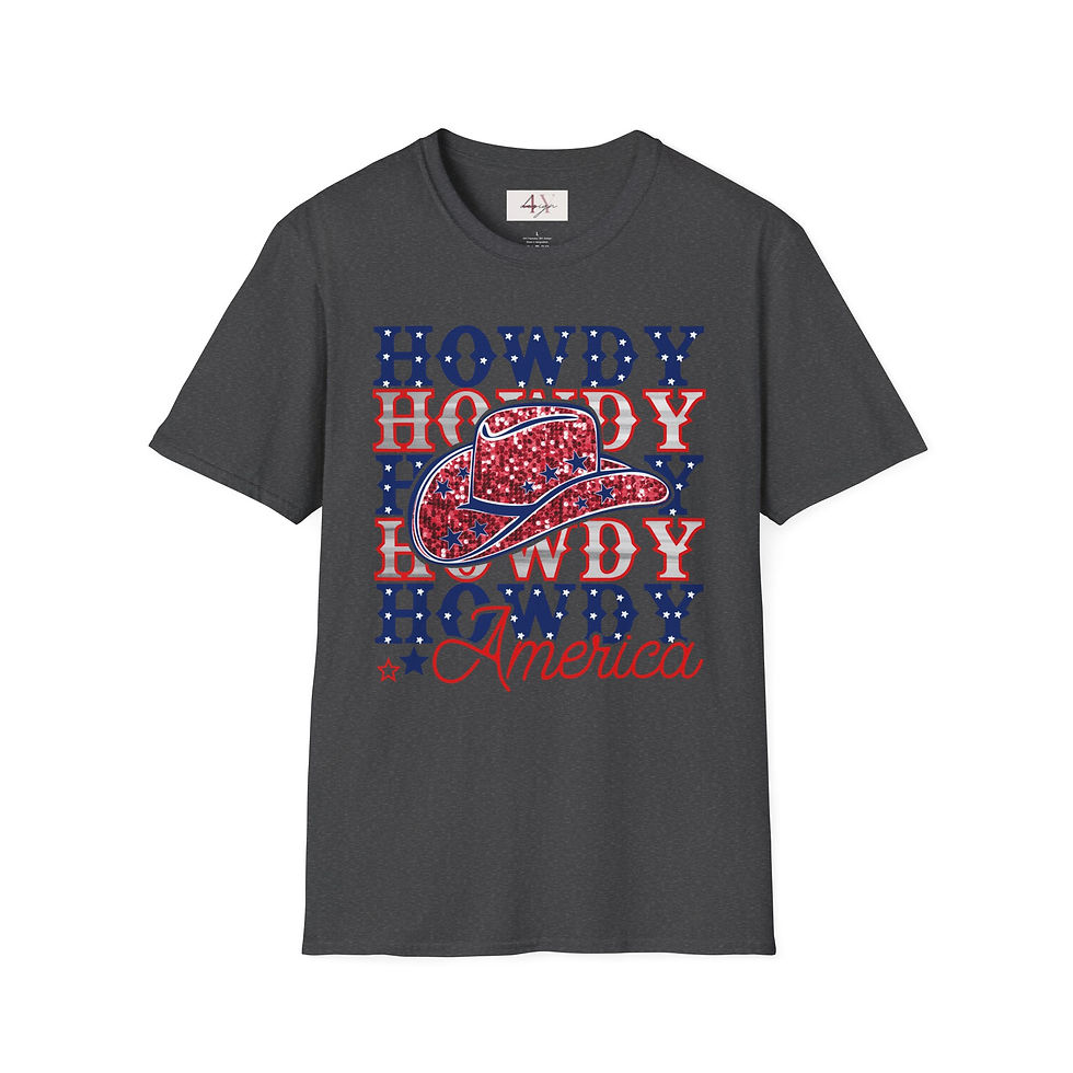 Thumbnail: Howdy America T-Shirt — Patriotic Cowboy Hat 4th of July Tee