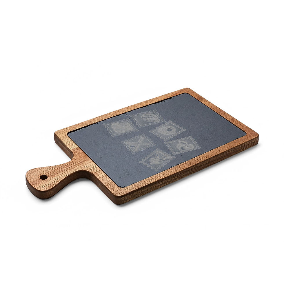 Thumbnail: Engraved Charcuterie Board with Slate Insert & Cheese Knives 