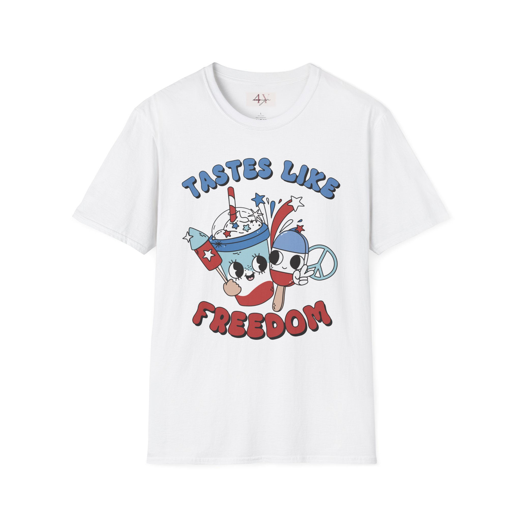 “Tastes Like Freedom" Patriotic Cartoon Americana Tee