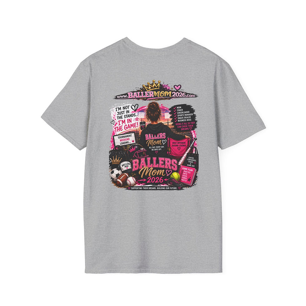 Thumbnail: Ballers Mom T-Shirt — Pink Floral Crowned “Ballers Mom” Graphic Tee