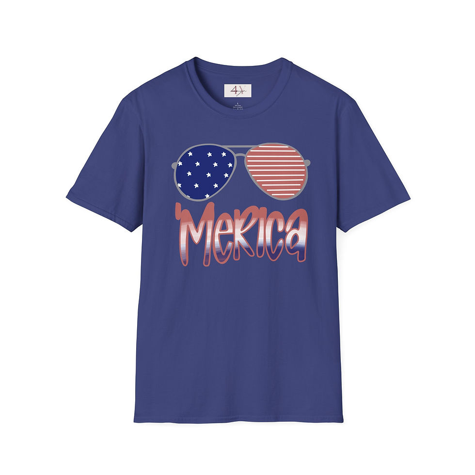 Thumbnail: 'Merica Sunglasses T-Shirt — Patriotic American Flag Aviator Tee for 4th of July