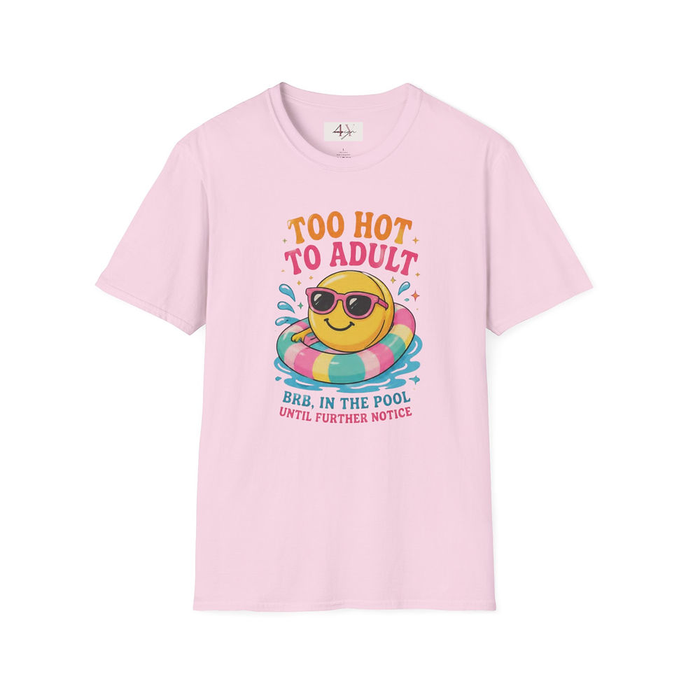 Thumbnail: Too Hot to Adult T-Shirt — Cute Smiley Pool Float Summer Tee 