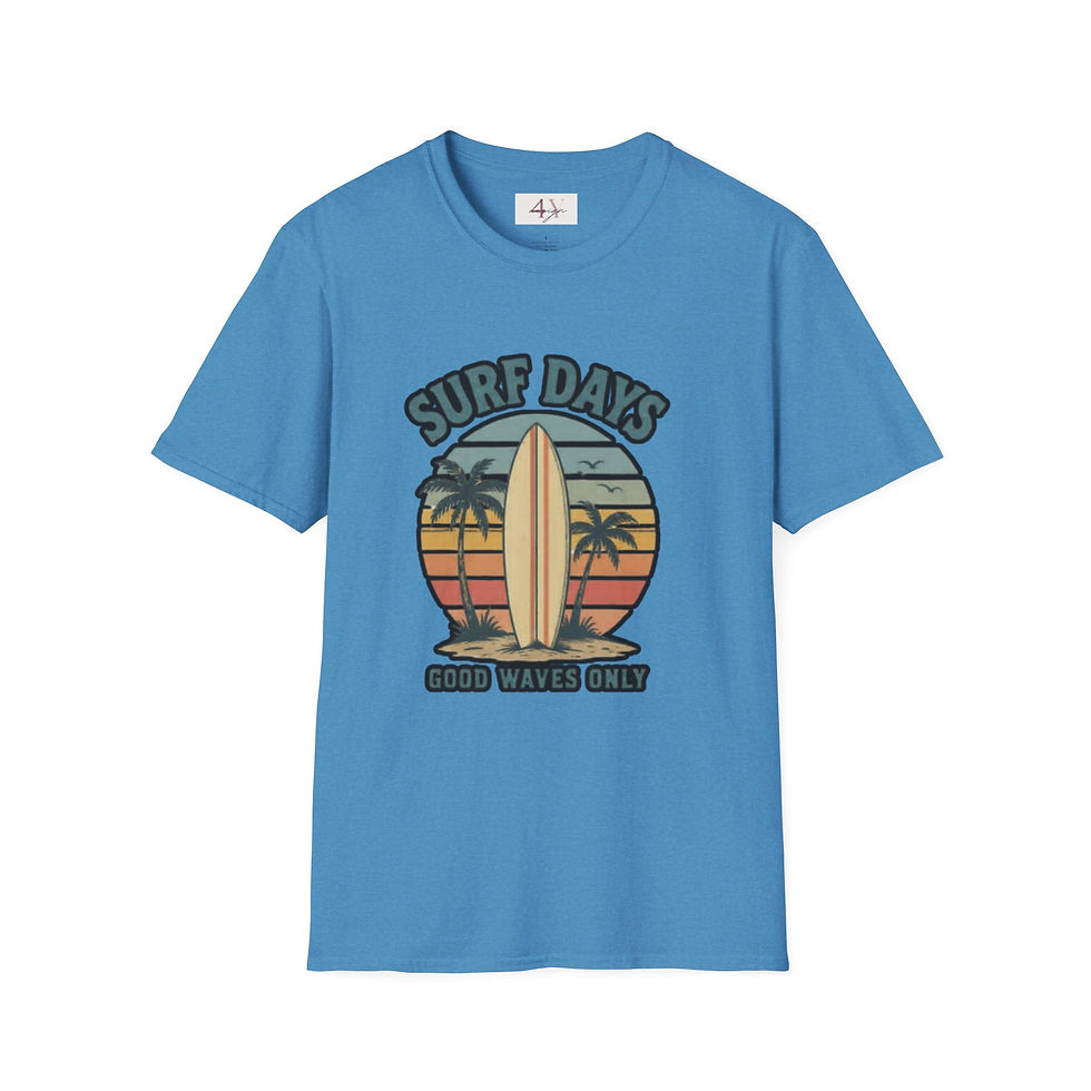 Thumbnail: Surf Days T-Shirt — Retro Beach Surfboard Graphic (Good Waves Only)