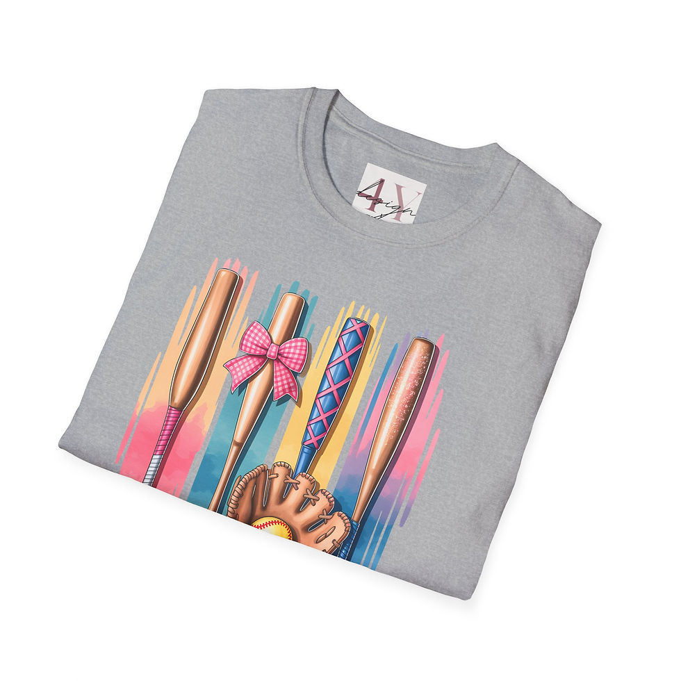 Thumbnail: Softball Mama T-Shirt — Cute Bat & Glove Softball Mom Tee