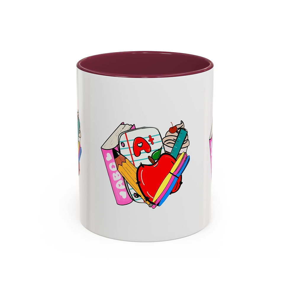 Thumbnail: Teacher Appreciation Heart Mug — Colorful School Supplies Coffee Cup (11oz/15oz)