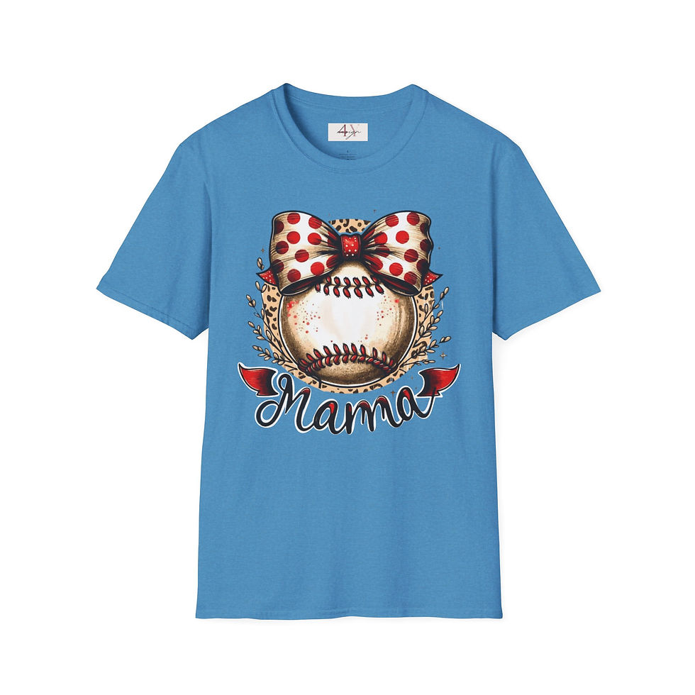 Thumbnail: Mama T-Shirt — Polka Dot Bow Baseball Mom Tee