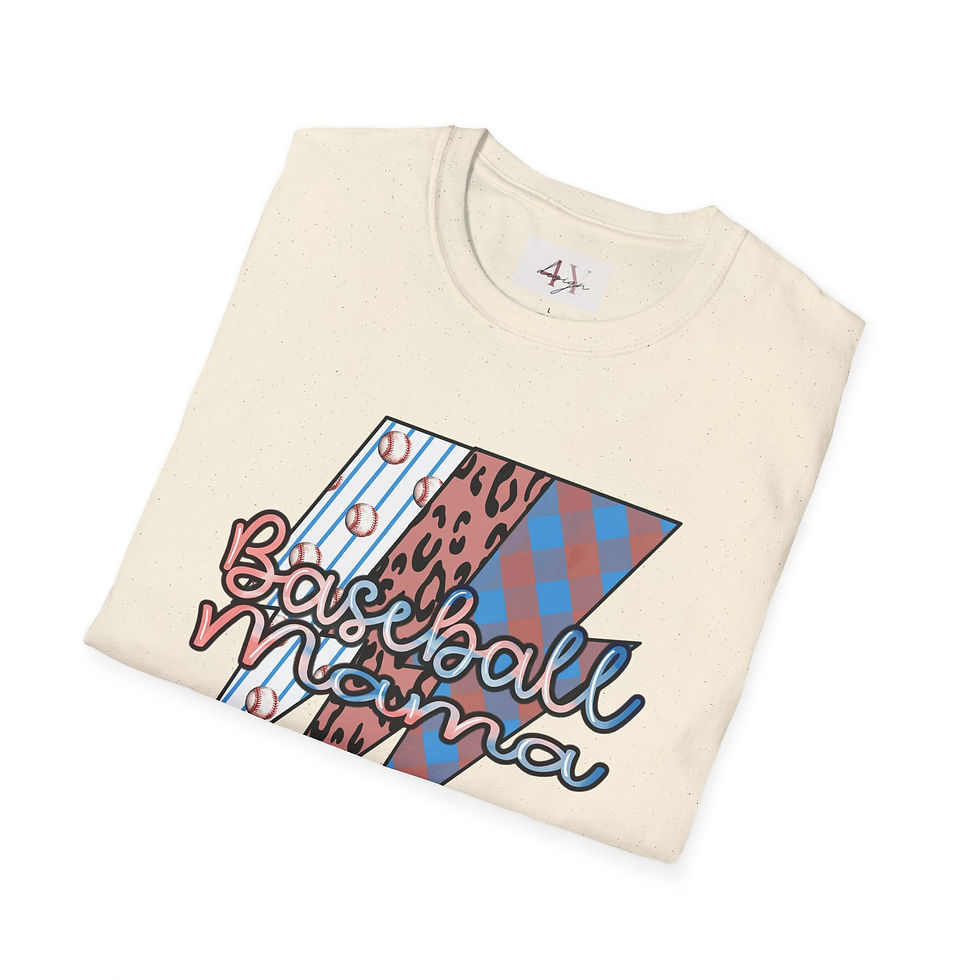 Thumbnail: Baseball Mama T-Shirt — Retro Lightning Pattern Mom Tee