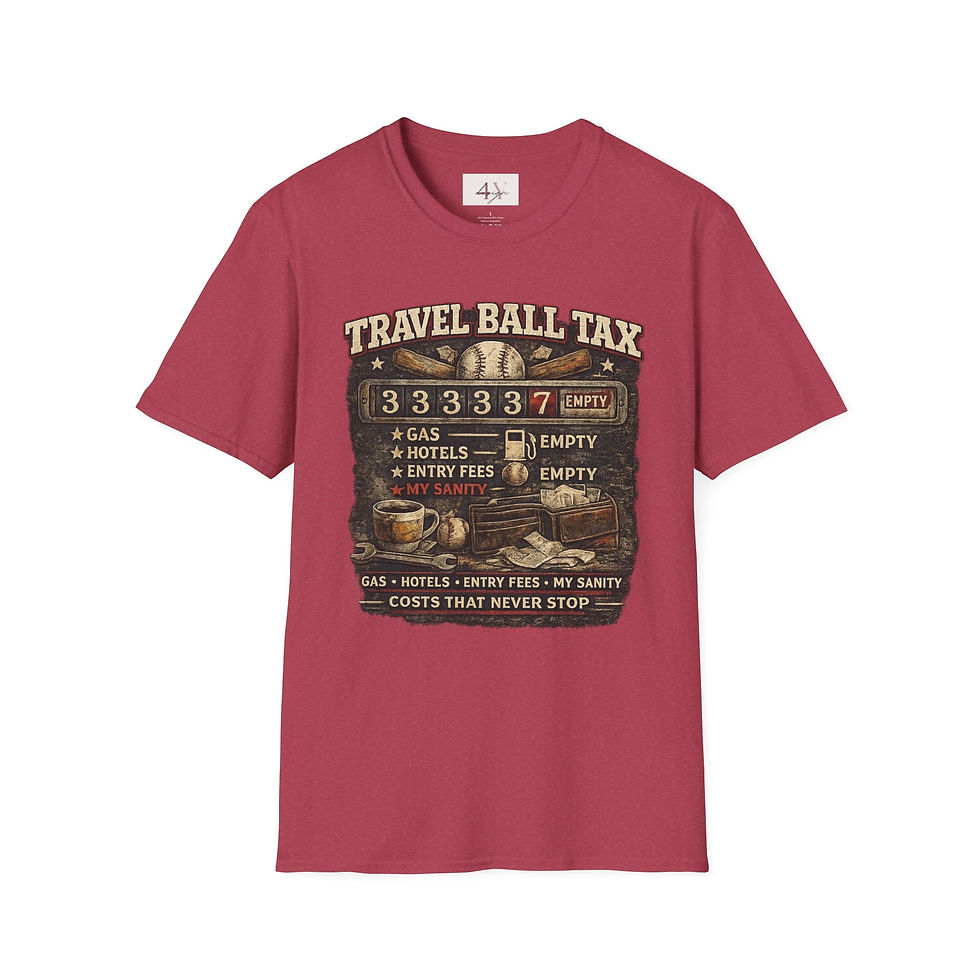 Thumbnail: Travel Ball Tax T-Shirt  Funny Baseball Parent Tee (Gas, Hotels, Entry Fees)