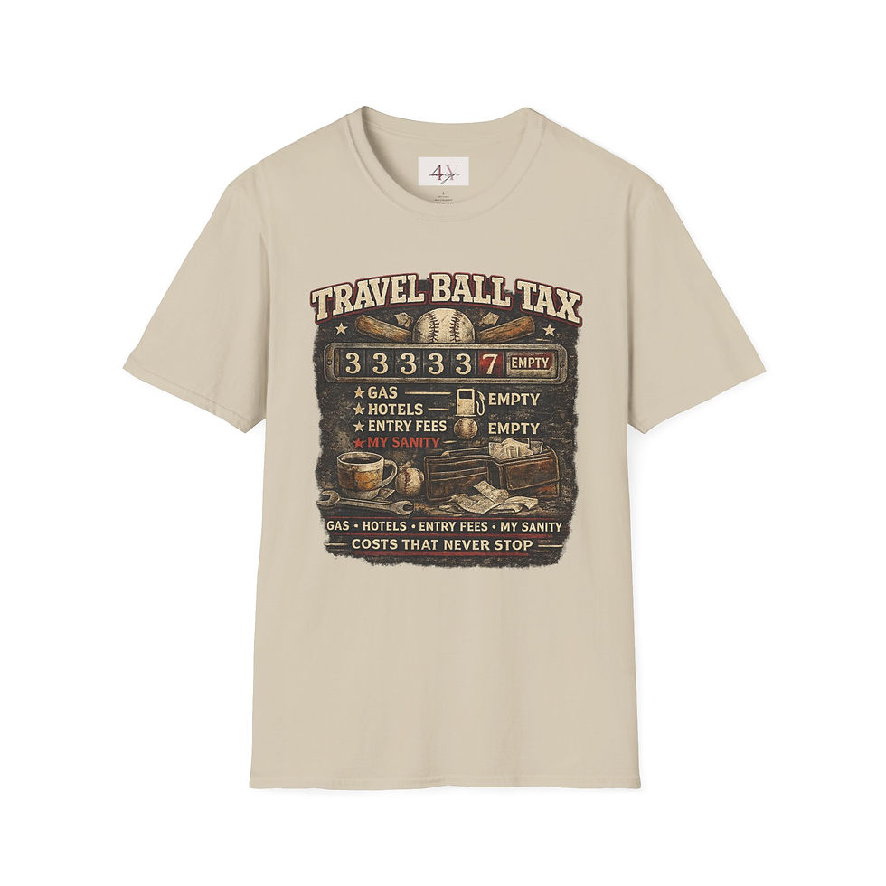 Thumbnail: Travel Ball Tax T-Shirt  Funny Baseball Parent Tee (Gas, Hotels, Entry Fees)