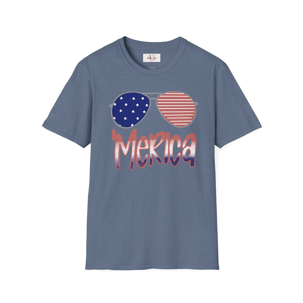 Thumbnail: 'Merica Sunglasses T-Shirt — Patriotic American Flag Aviator Tee for 4th of July