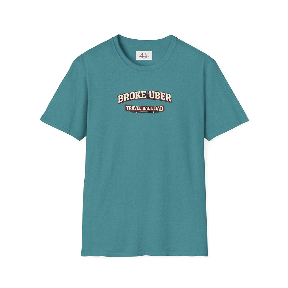 Thumbnail: Travel Ball Dad T‑Shirt – "Broke Uber" Funny Baseball Dad Tee