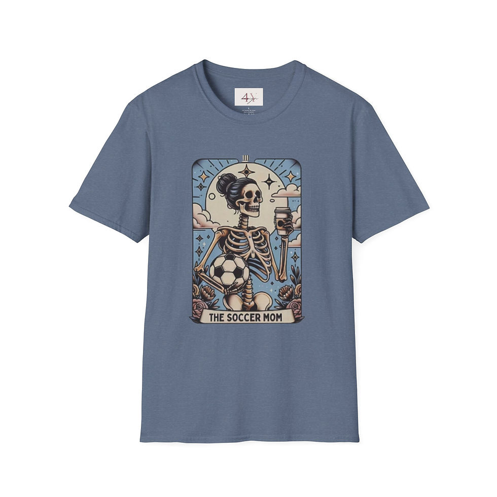 Thumbnail: Soccer Mom Skeleton T-Shirt — Retro Tarot-Style Soccer Mom Tee