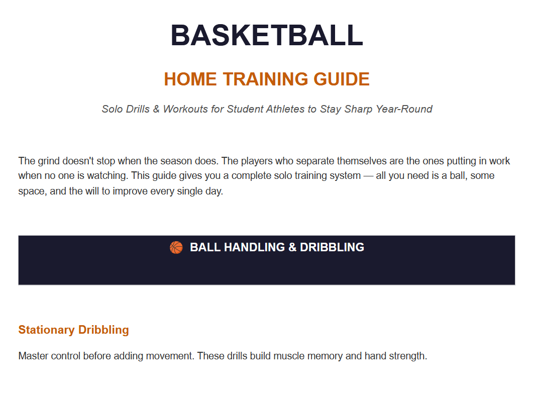 BASKETBALL HOME TRAINING GUIDE