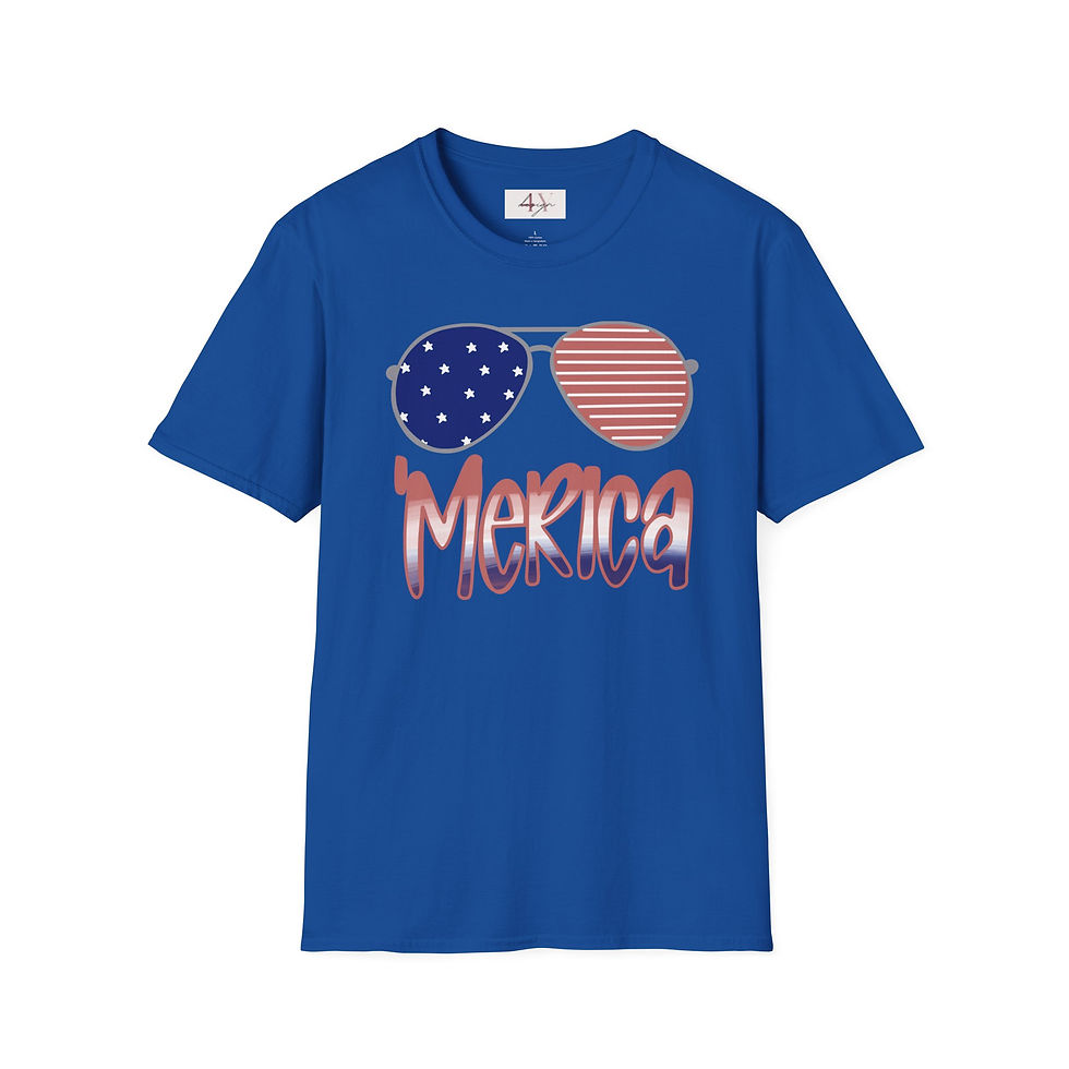Thumbnail: 'Merica Sunglasses T-Shirt — Patriotic American Flag Aviator Tee for 4th of July