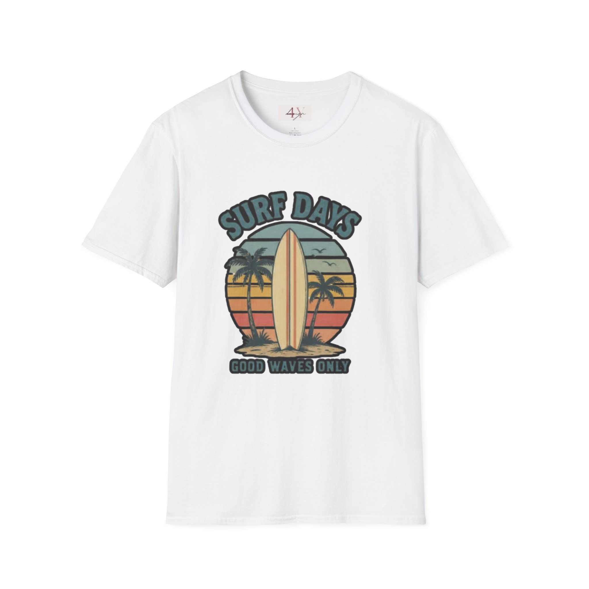 Surf Days T-Shirt — Retro Beach Surfboard Graphic (Good Waves Only)