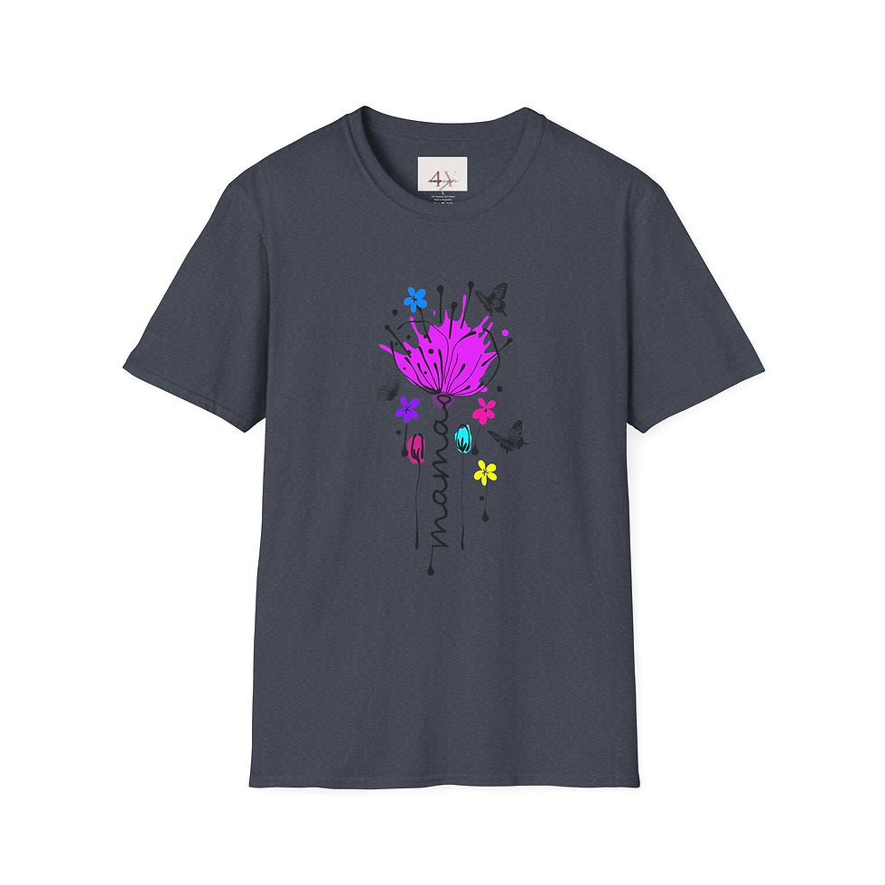 Thumbnail: Floral Mama T-Shirt — Hand-Drawn Purple Blossom & Butterflies Mother's Day Tee