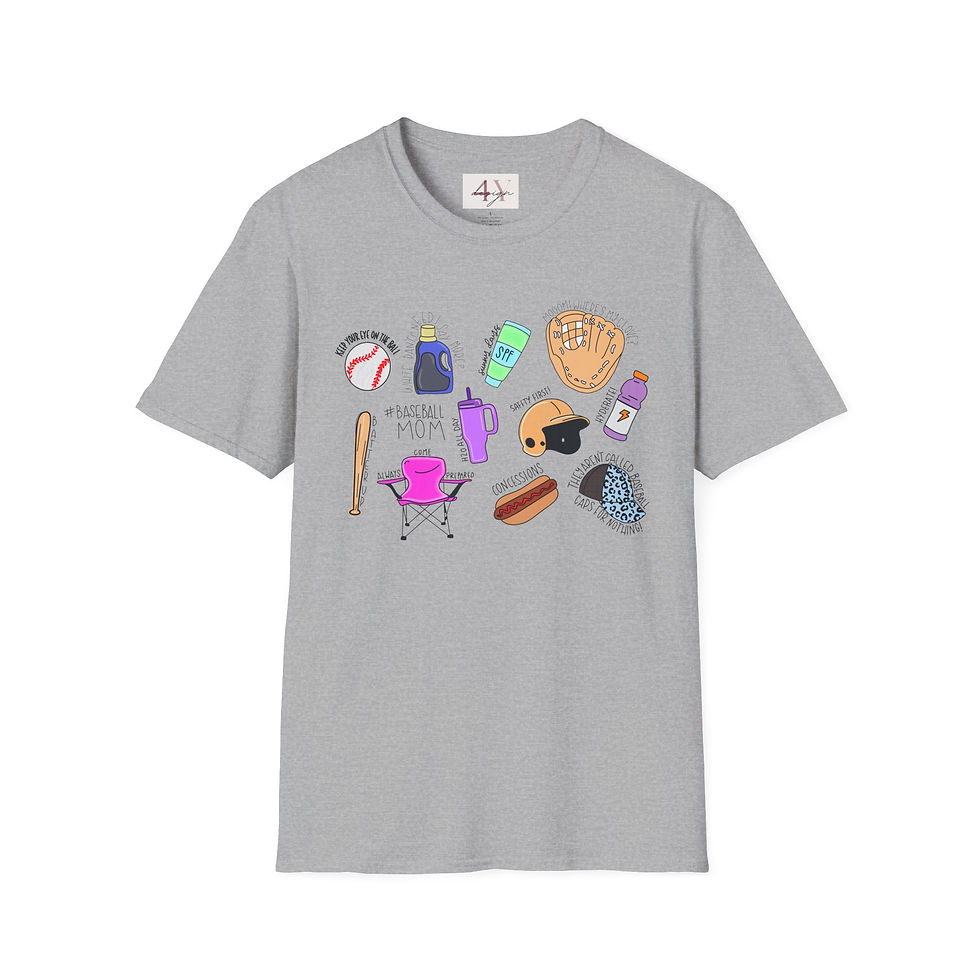 Thumbnail: Baseball Mom Essentials T-Shirt — Cute Sports Gear Icons