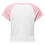 Thumbnail: White t-shirt with pink sleeves, back view, casual and stylish apparel.