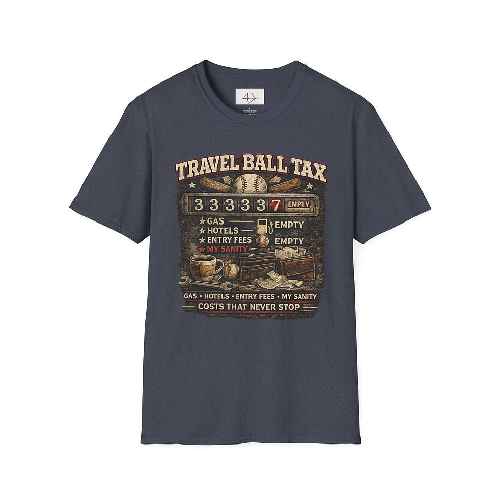 Thumbnail: Travel Ball Tax T-Shirt  Funny Baseball Parent Tee (Gas, Hotels, Entry Fees)