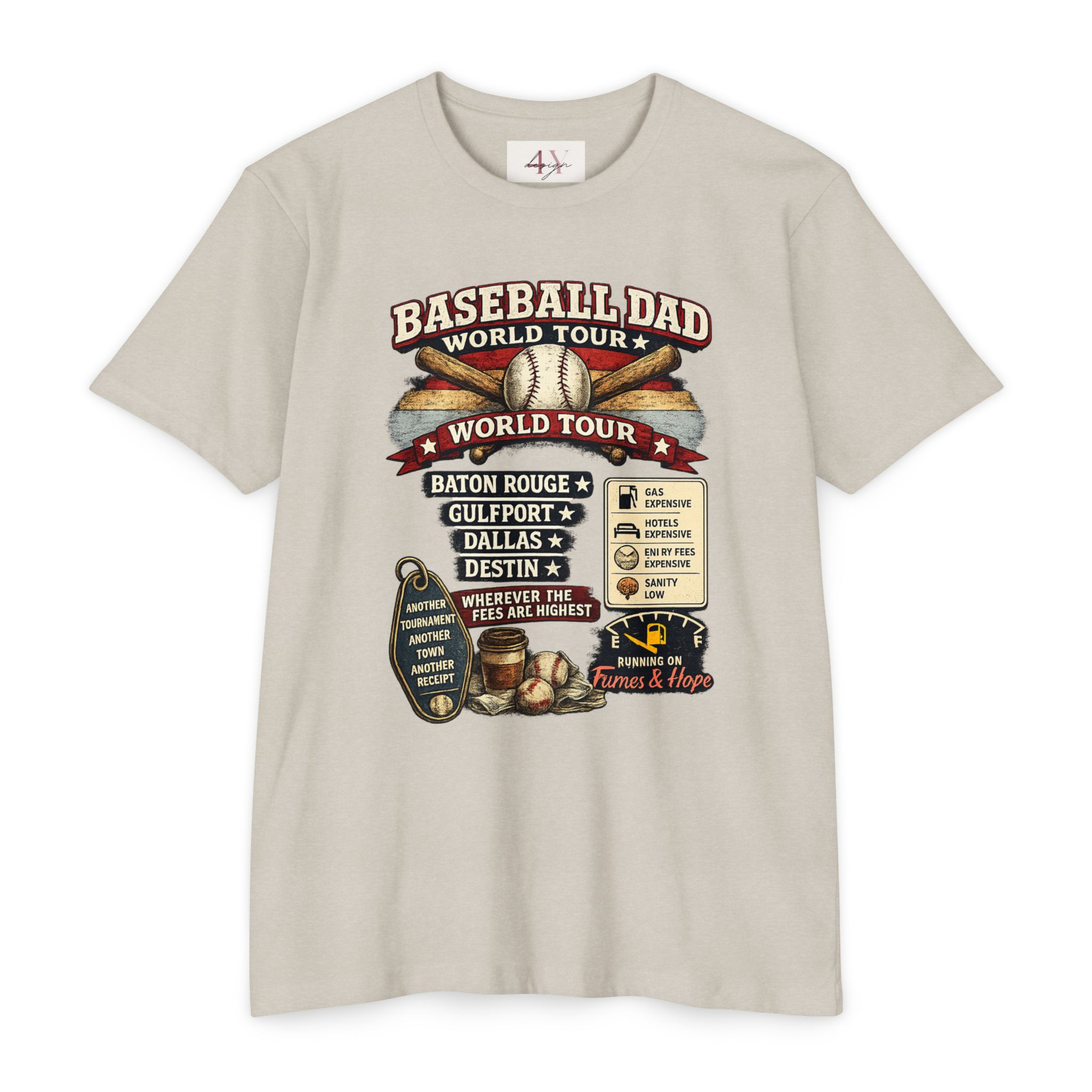 Baseball Dad World Tour T-Shirt — Vintage Baseball Design