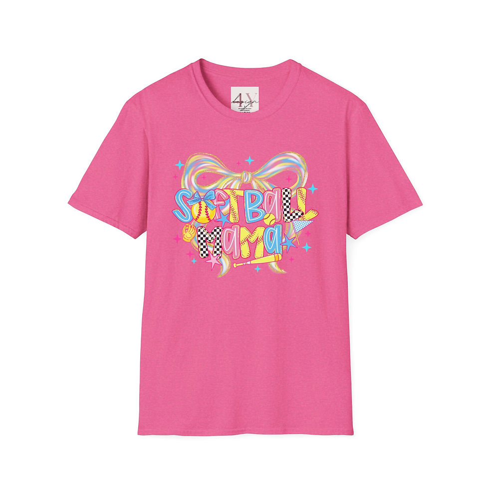 Thumbnail: Softball Mama T-Shirt — Colorful Bow Graphic for Moms & Players