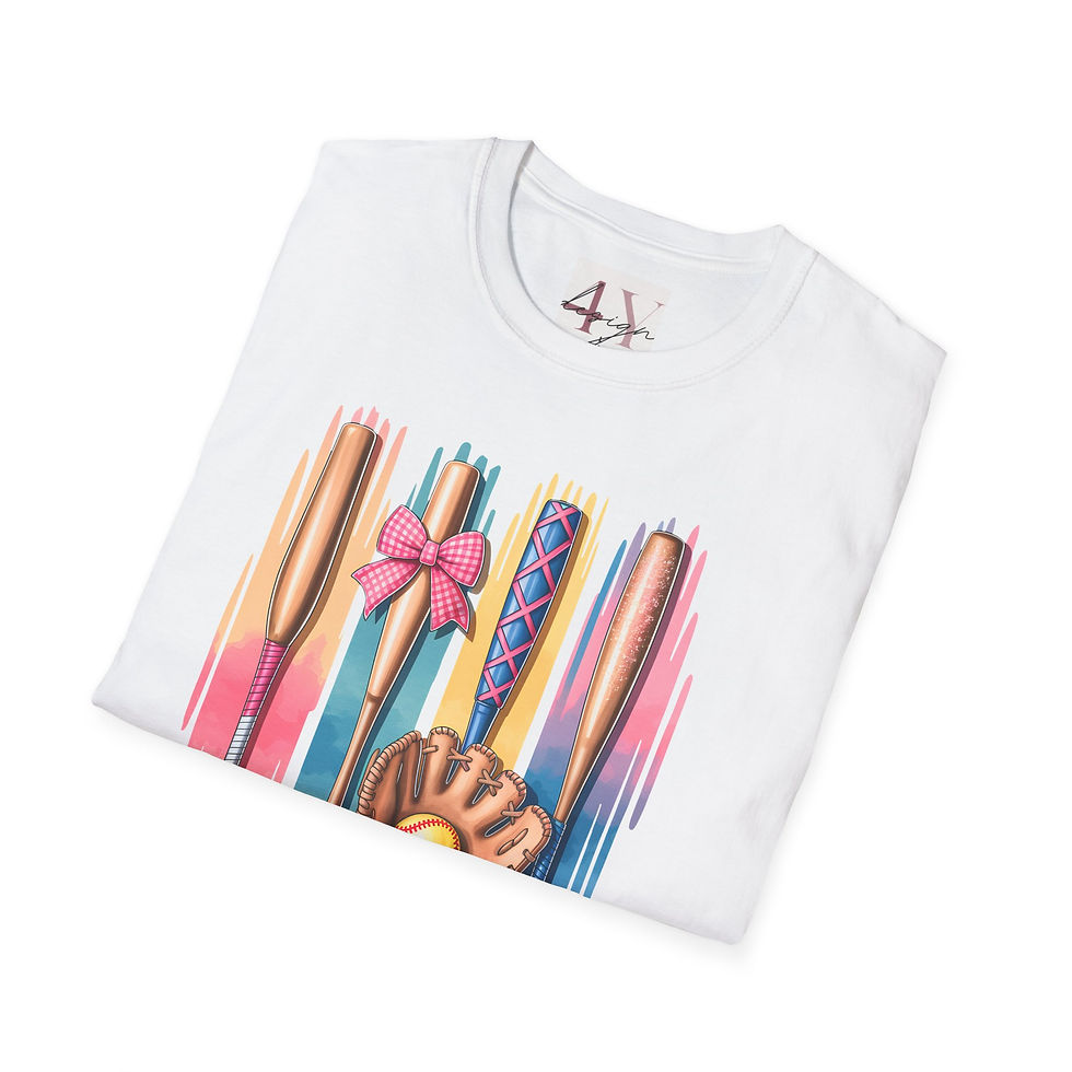Thumbnail: Softball Mama T-Shirt — Cute Bat & Glove Softball Mom Tee