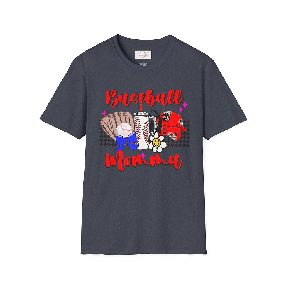 Thumbnail: Baseball Momma T-Shirt – Cute Baseball Helmet & Glove Graphic