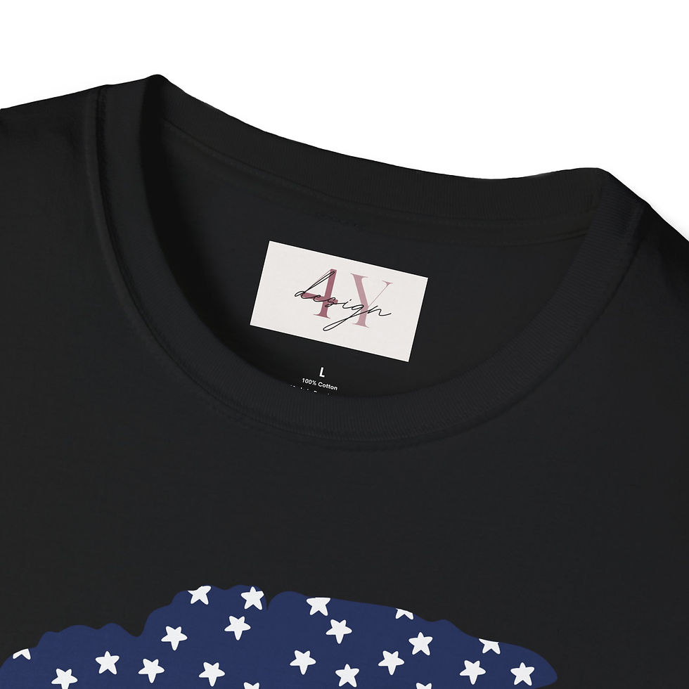 Thumbnail: Patriotic Kiss T-Shirt — Red & Blue Lip Print for 4th of July