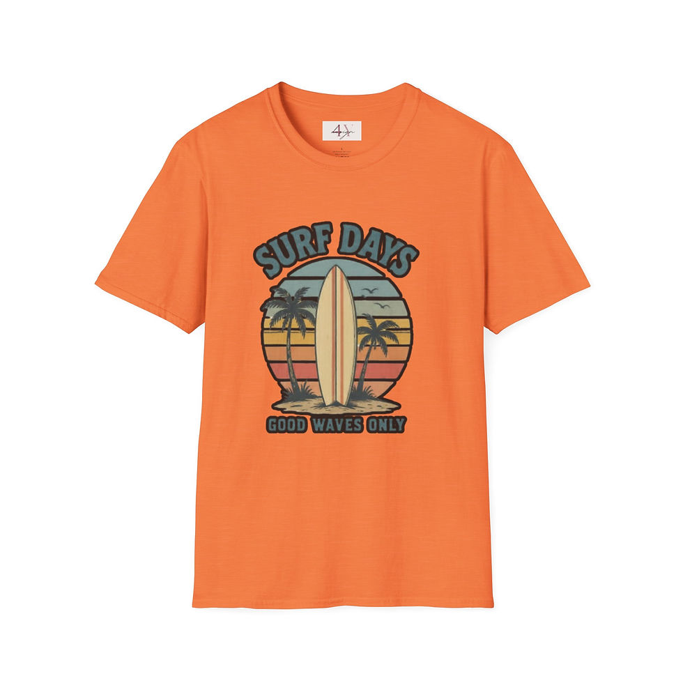 Thumbnail: Surf Days T-Shirt — Retro Beach Surfboard Graphic (Good Waves Only)