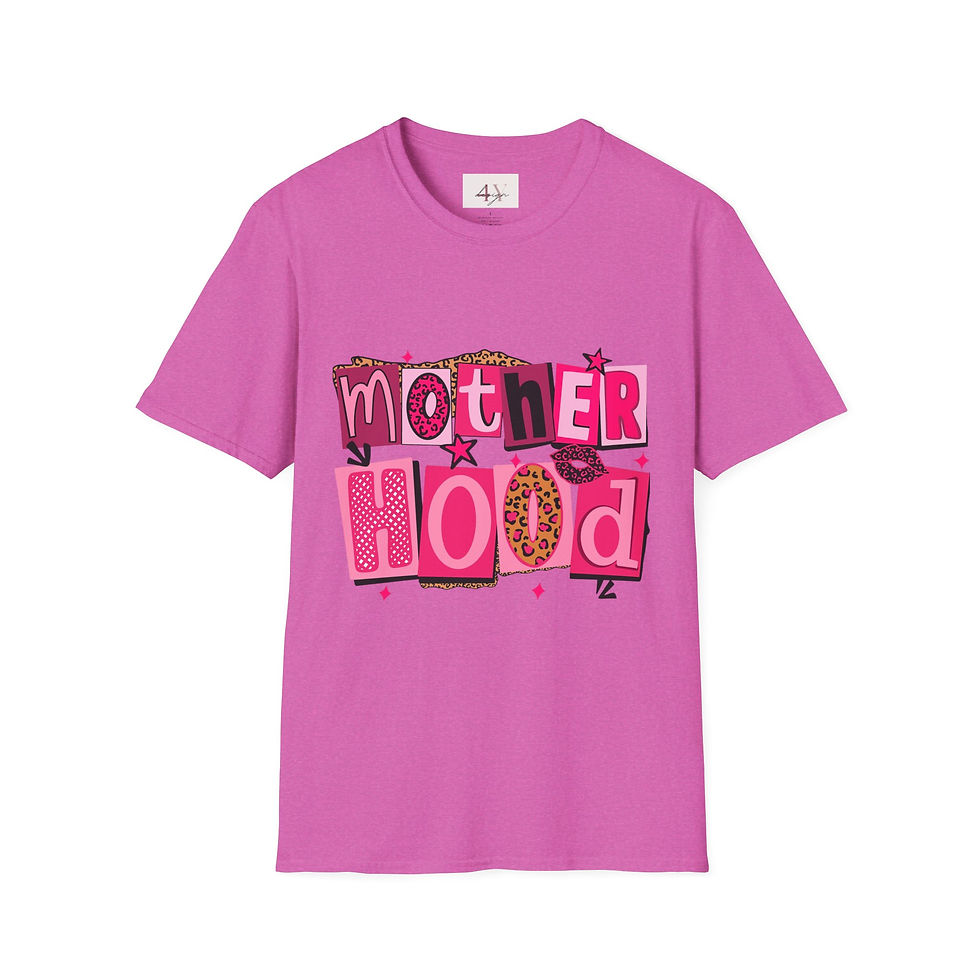 Thumbnail: Motherhood Graphic Tee - Retro Pink Patchwork Design