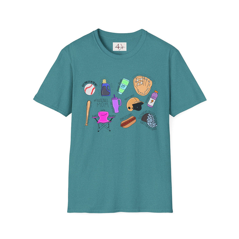 Thumbnail: Baseball Mom Essentials T-Shirt — Cute Sports Gear Icons