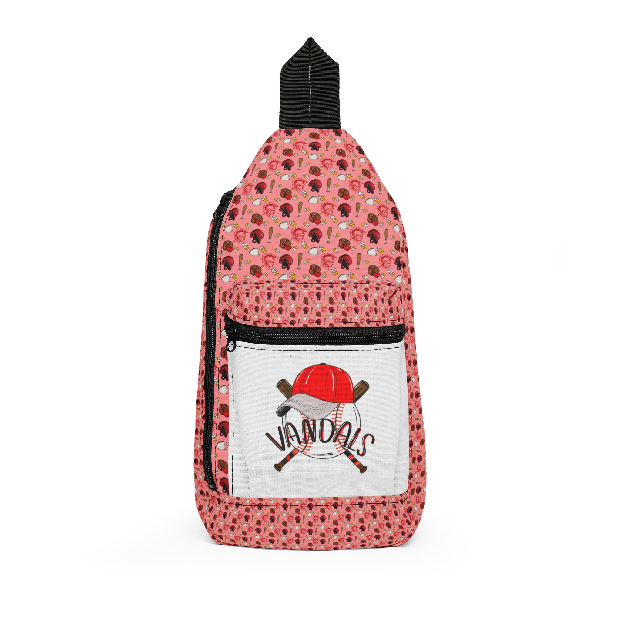 Vandals Baseball Red Pattern Sling Bag - Small Crossbody Sports Pack