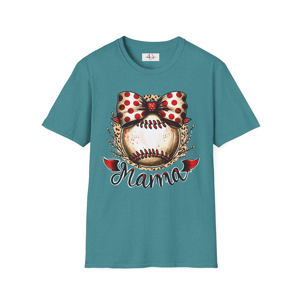 Thumbnail: Mama T-Shirt — Polka Dot Bow Baseball Mom Tee