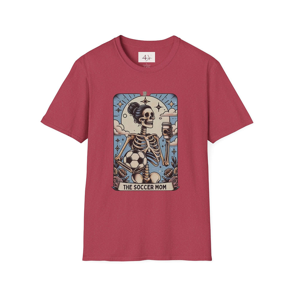 Thumbnail: Soccer Mom Skeleton T-Shirt — Retro Tarot-Style Soccer Mom Tee